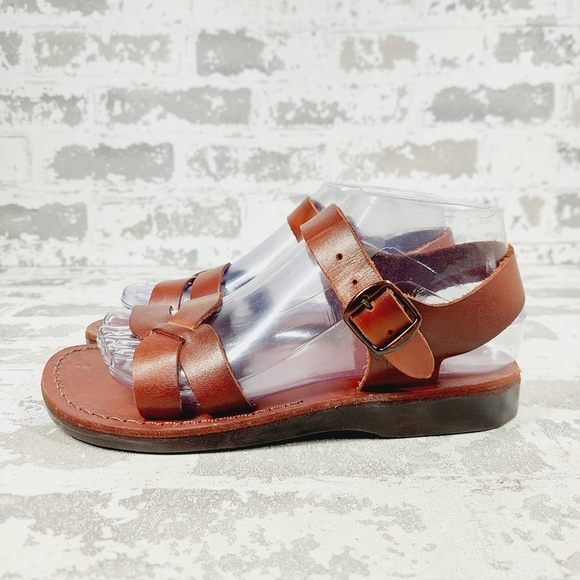 Camel Biblical Jesus  ‘Evangelist’ Made in Bethlehem Red Leather Sandals C38 - Picture 1 of 12